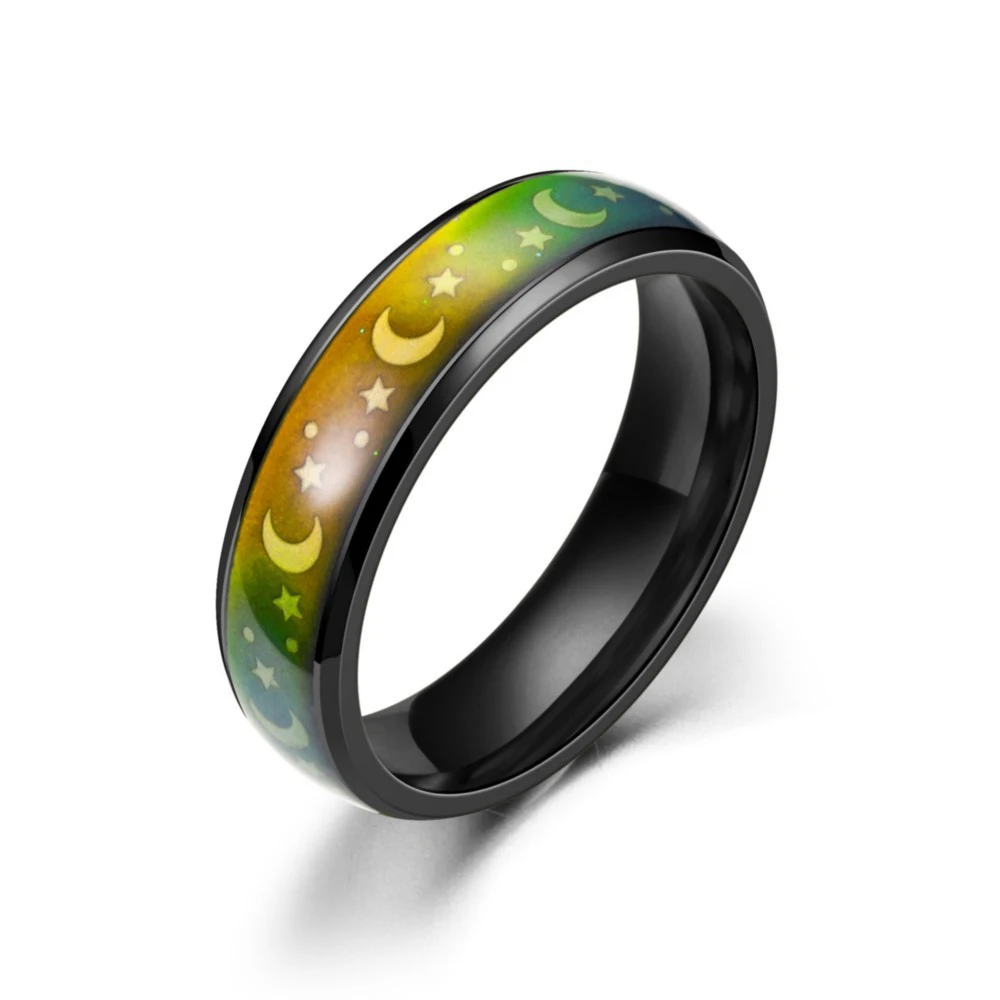 AsJerlya Classic Body Temperature Change Color Mood Ring Star Moon Stainless Steel For Women Men Smart Discolor Rings Best Gifts 5