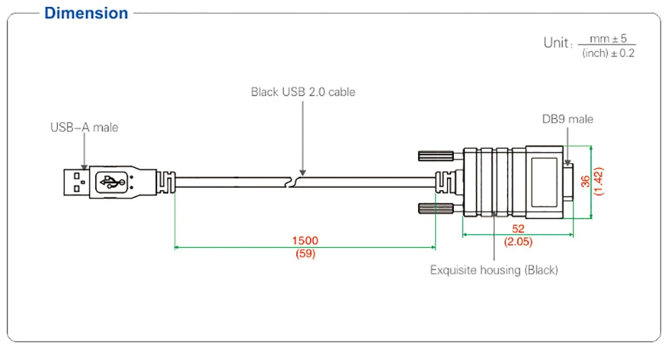 UOTEK 4.92ft USB to RS485 RS422 Cable Converter USB-A RS-422 RS-485 Adapter DB9 Connector Translucent Magnetic Ring UT-850N