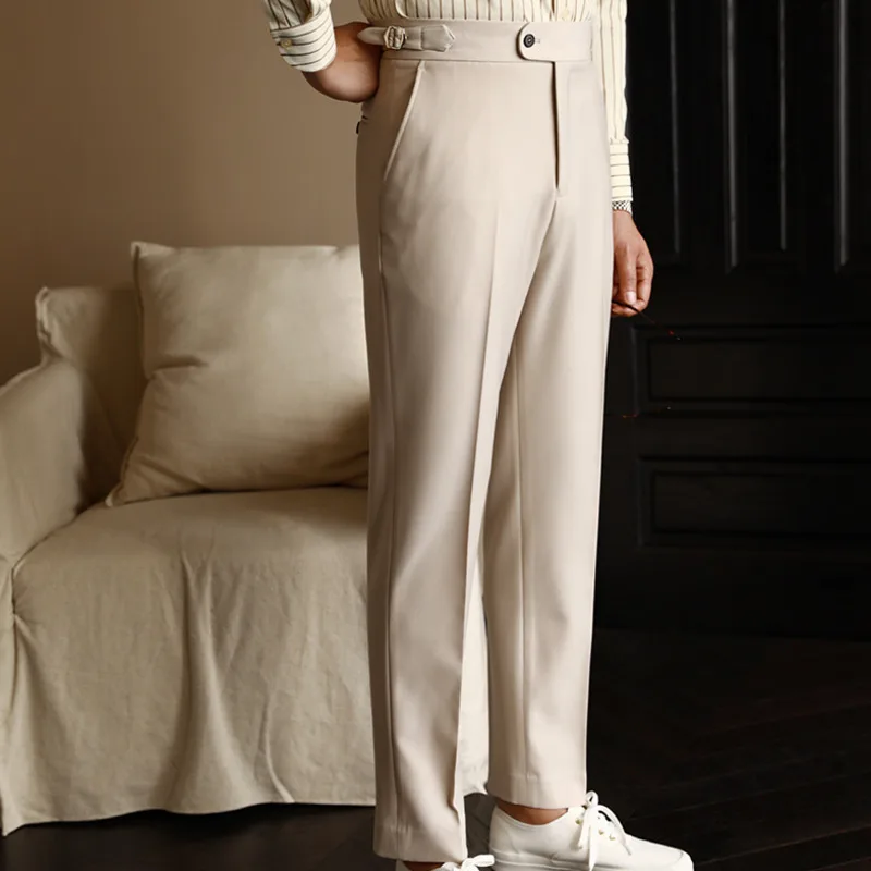 2023 Italian Mens Formal Pant Pantalones Hombre Dress Ankle Pants Men British High Waist Straight Pants Men Social Trousers Pant 3