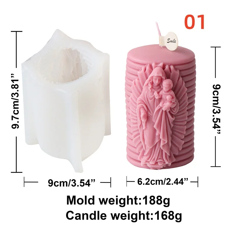 Molde de silicona para vela cilíndrica en relieve de diosa