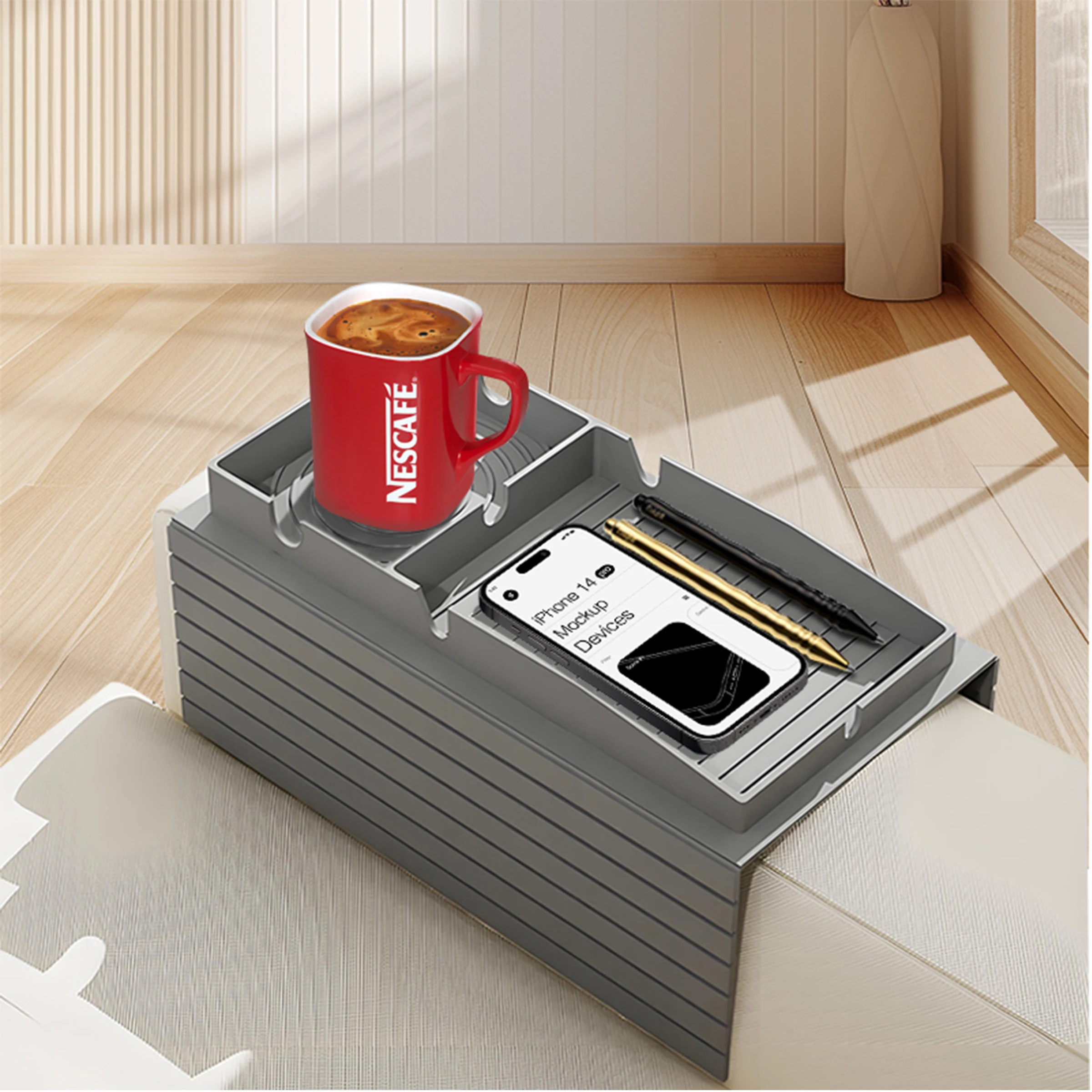Couch Cup Holder Silicone Anti-Slip Sofa storage box Arm Chair