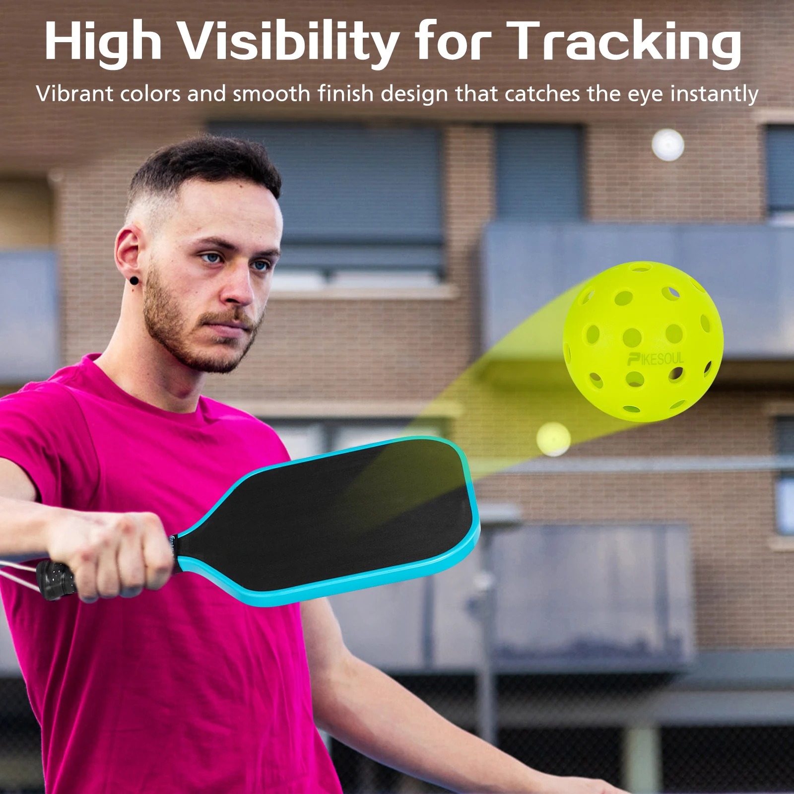 PIKESOUL 4 Packs Outdoor Pickleball Balls High Bounce And Durable Pickleball High Brightn Colors Green,Yellow,Orange,Mix