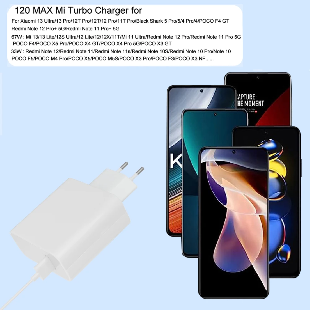 67W Chargeur Rapide avec 6A Câble USB Type-C 1M pour Mi Turbo Charge, Chargeur rapide pour Xiaomi 13T 12S Ultra 12 Lite 12X,Redmi Note 13 12 11  11S 10S 10 Pro,Mi 11 Ultra