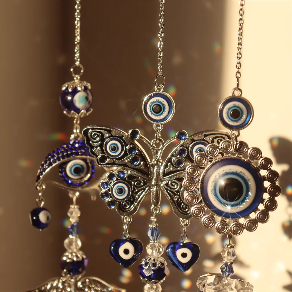 Devil's Eye Crystal Sun Catcher Rainbow Catcher Wind Chimes Hanging Pendant Window Decoration Outdoor Garden Gift sun catcher crystal pendant sun catchers window ornament