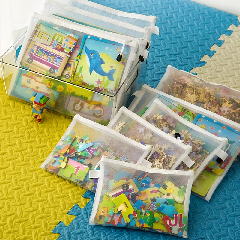 Puzzle storage bag Children's building blocks small toys special sorting bag  bag transparent mesh gauze zipper mesh bag - AliExpress