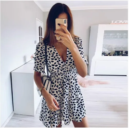 

2023 Fashion Leisure Printed Button With Summer Beach Recreational Dress Dress