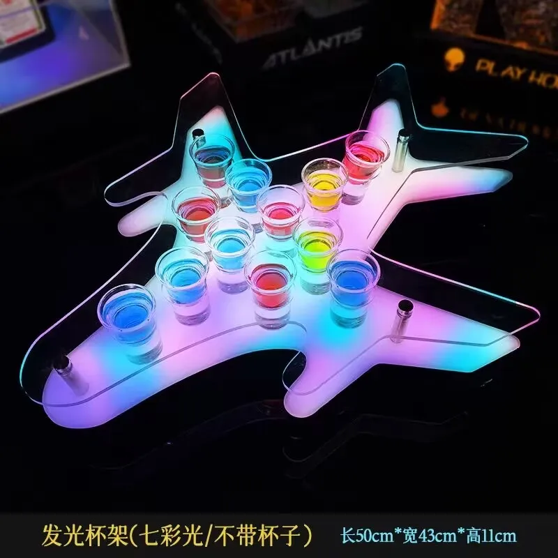 Rechargeable Airplane Shape Led Cocktail Glass Holder Shot Glass Wine Rack For Nightclub Bar Ktv Wedding Party Decoration