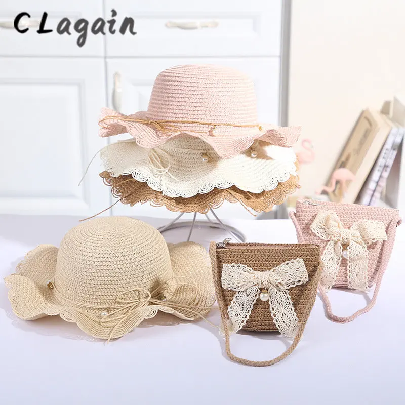 

Children's sunscreen hat peplum brimmed straw hat set beach visor large brim sun hat Travel hat everything hat