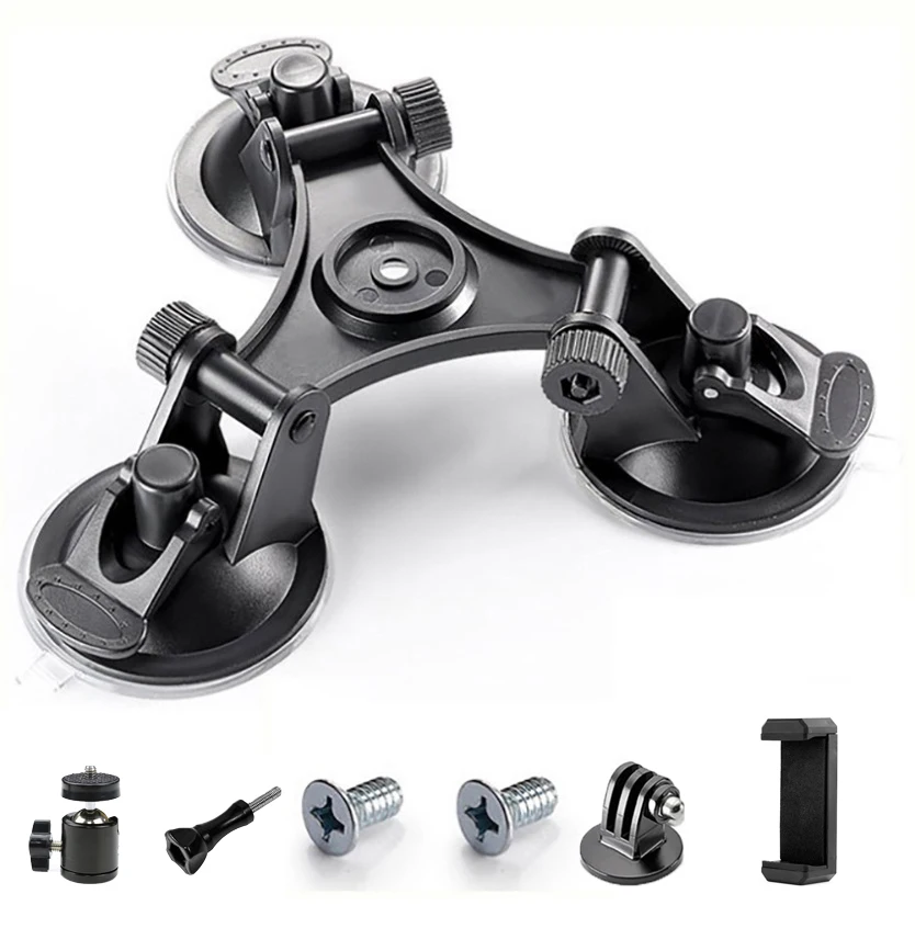 SMALLRIG Supporto a Ventosa per Fotocamera da 4 con Braccio Magico a Testa Sferica, Supporto per Auto per Fotocamera Leggera/Azione/Telefono, Ventosa per Pompa ad Aria - 4236B