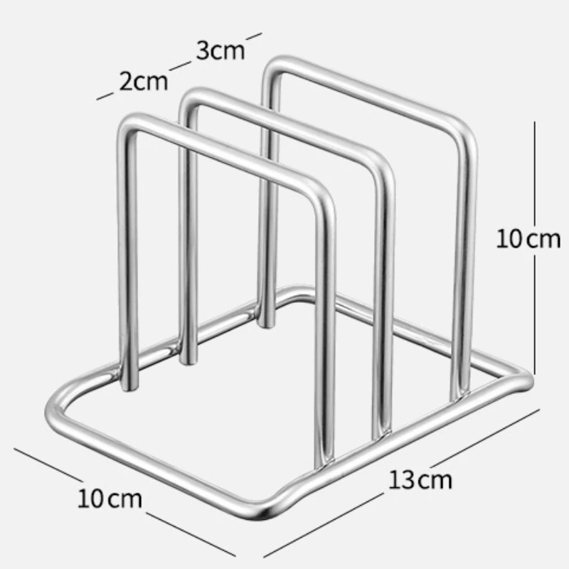 304 Stainless Steel Cutting Board Stand 2 Slots Partition Tray Storage Rack for Placing Cutting Board Pot Lid Baking Tray 6