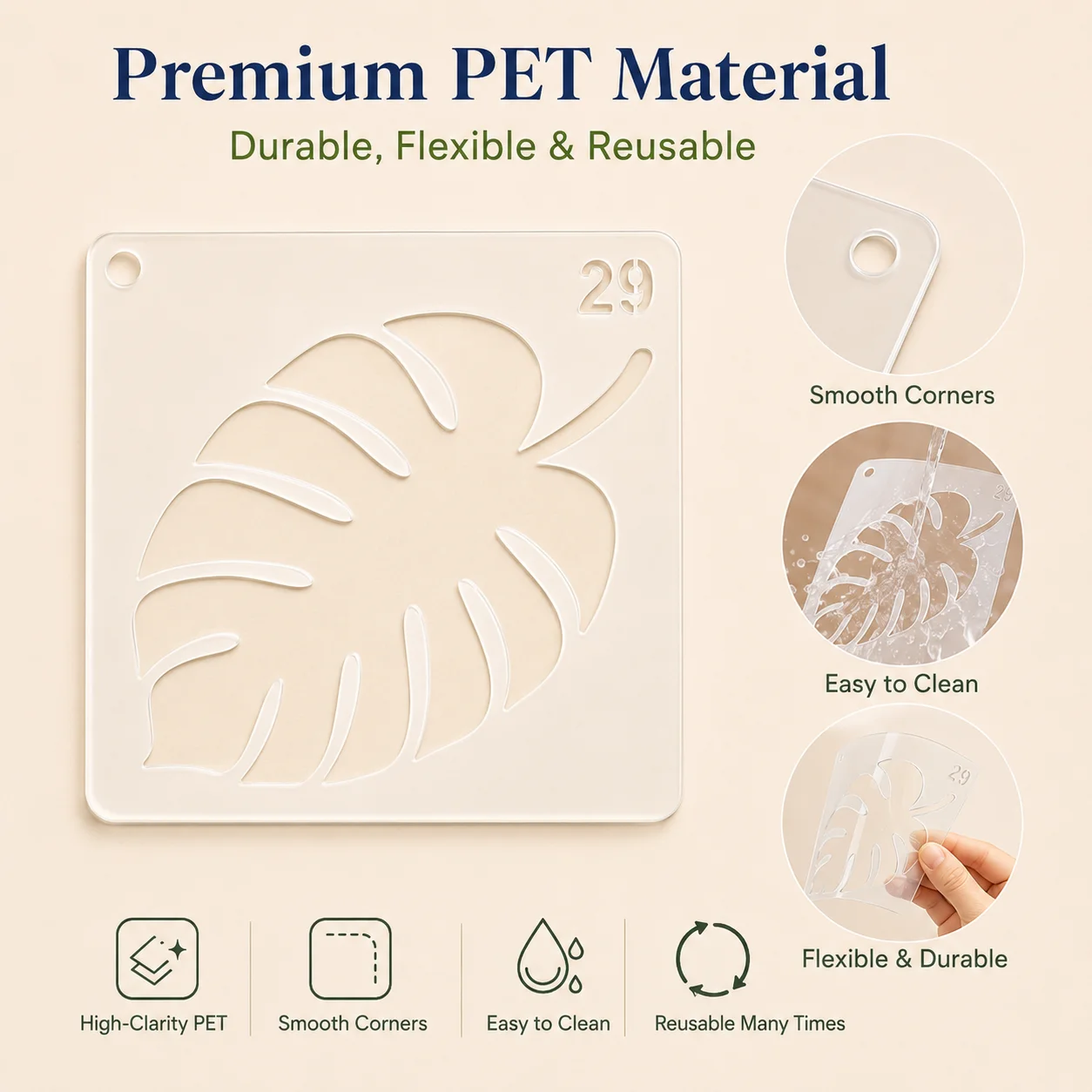 60Pcs 잎 스텐실 재사용 가능한 PET 스텐실 페인팅용 식물 패턴 공예 템플릿 벽 목재 패브릭 식물 아트 DIY 장식