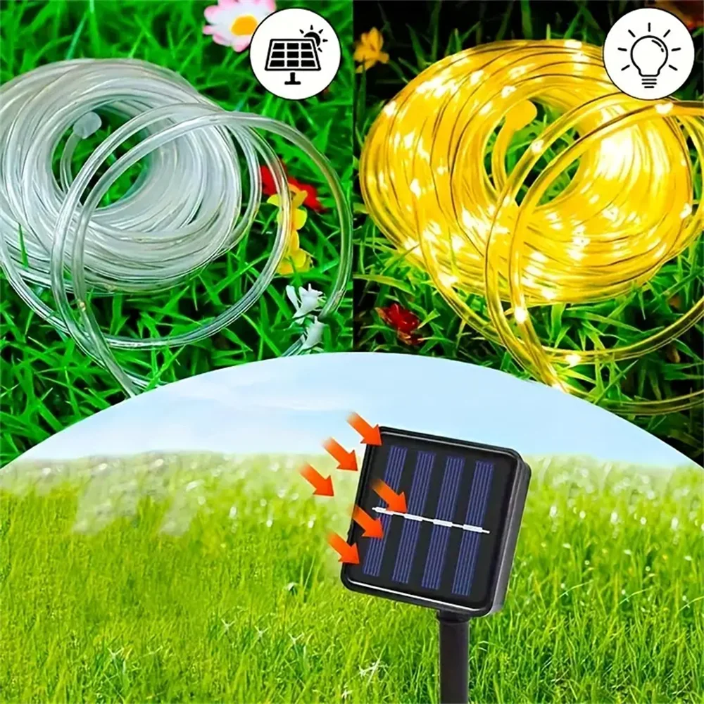 Description Picture 4 of itemSolar Tube String Lights 8 Modes Outdoor LED Copper Fairy String Tube Lights For Christmas Halloween Holiday Decoration Lighting