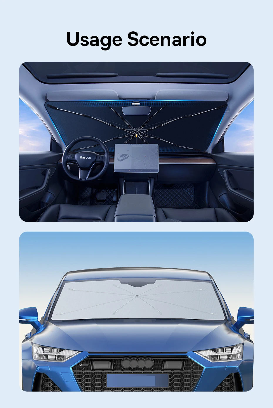 Auto Windschutzscheibe Sonnenschirme Abdeckung Faltbare Sonnenschutz Regenschirm Sonnenschein Für Tesla Modell 3Y Frontscheibe Sonnenschutz – Detail 15