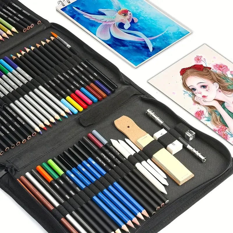 Drawing Set Sketching Kit 76 Pack Drawing Pencils Supplies Include Watercolor Pad Watercolor Metallic Color,sketching pencil set,sketch drawing art set