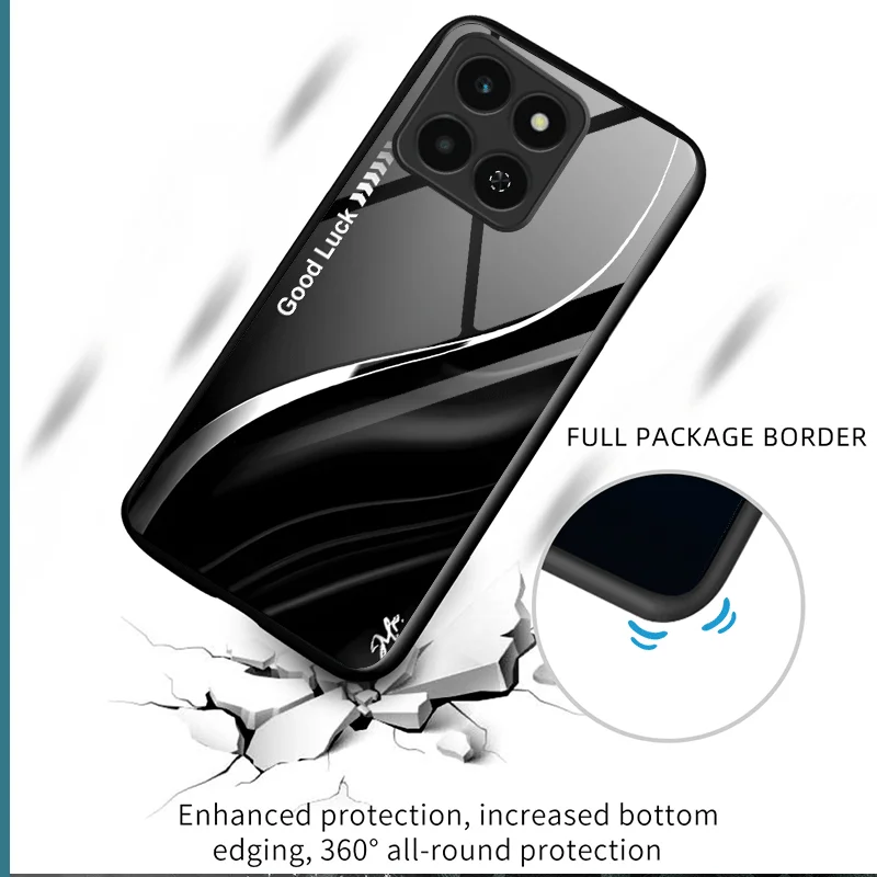 Gradient Color Hard Tempered Glass Protective Phone Case