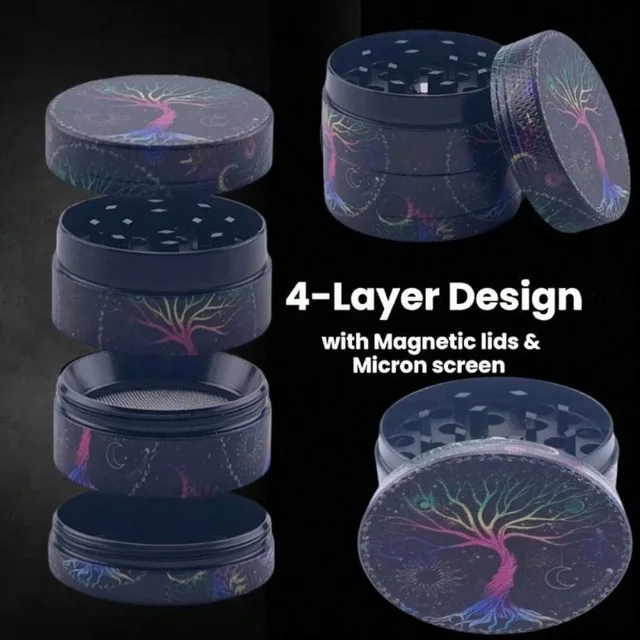 1.6/2 Inch Metal Tree Herb Grinder Portable 4 Sections Spice Grinder Cigarette Shredder Kitchen Gadgets Smoking Accessories