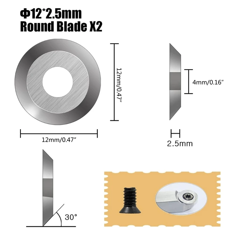

8Pcs Cutters Inserts Set for Wood Lathe Turning Tools Includes11mm Square with Radius12mm&8.9mm Round Dropship