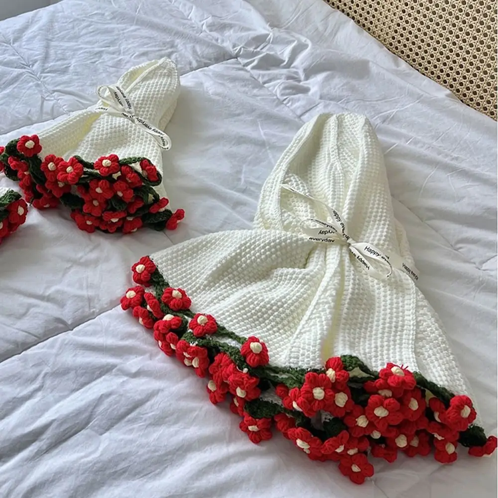 Crochet Rose Bouquet Blanket Sunflower Carnation Finished Flower Bouquet Blanket Fashion DIY Craft Carnation Blanket