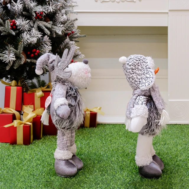 Szürke Baba Játék Karácsonyi Babák Fa Dekoráció Újévi Dísz Rénszarvas Hóember Mikulás Állandó Karácsony Natal - Image 3