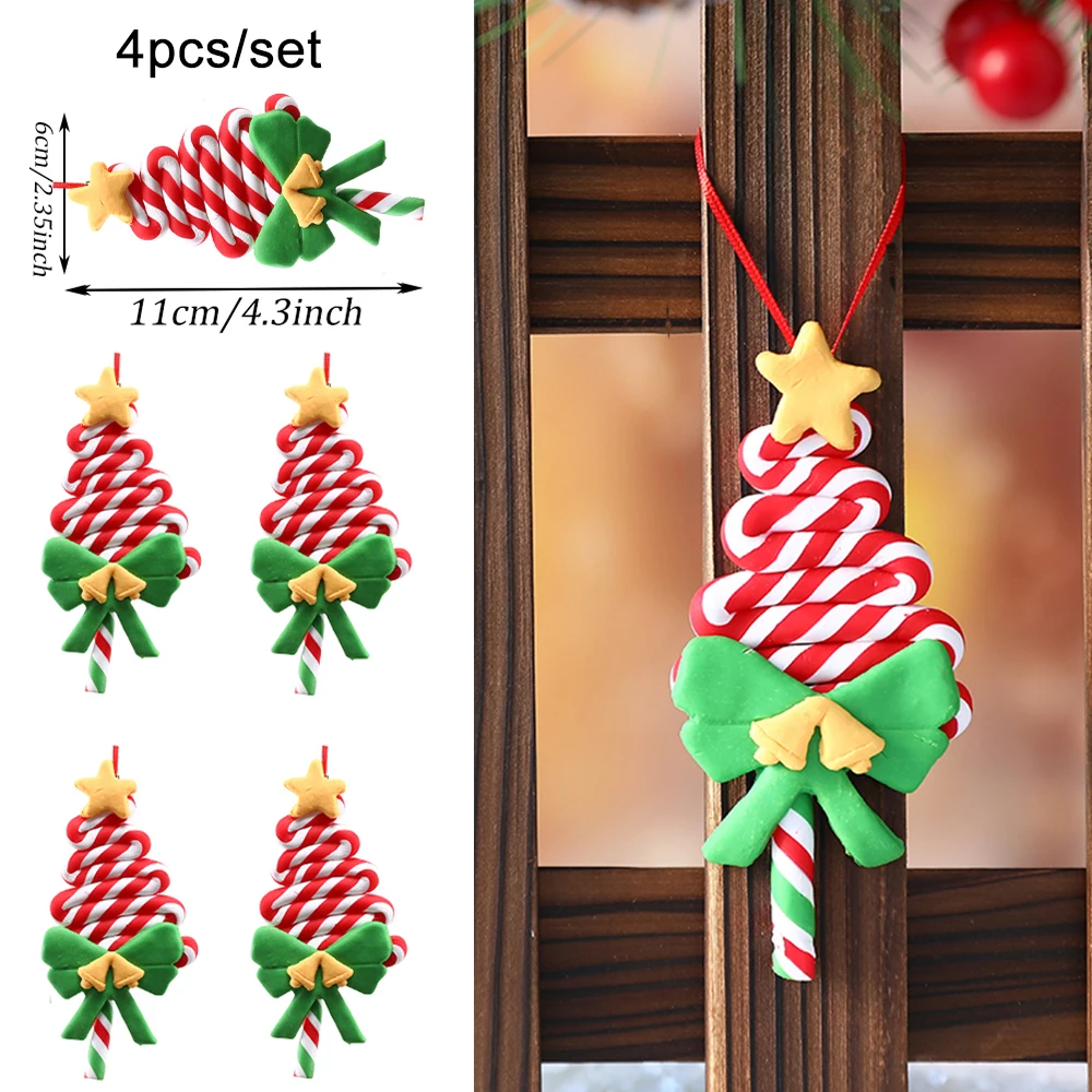 4/14pcs Christmas Hanging Candy Ball Candy Cane Pendant Red White Candy Lollipop Christmas Tree Decor Home New Year Navidad 2023