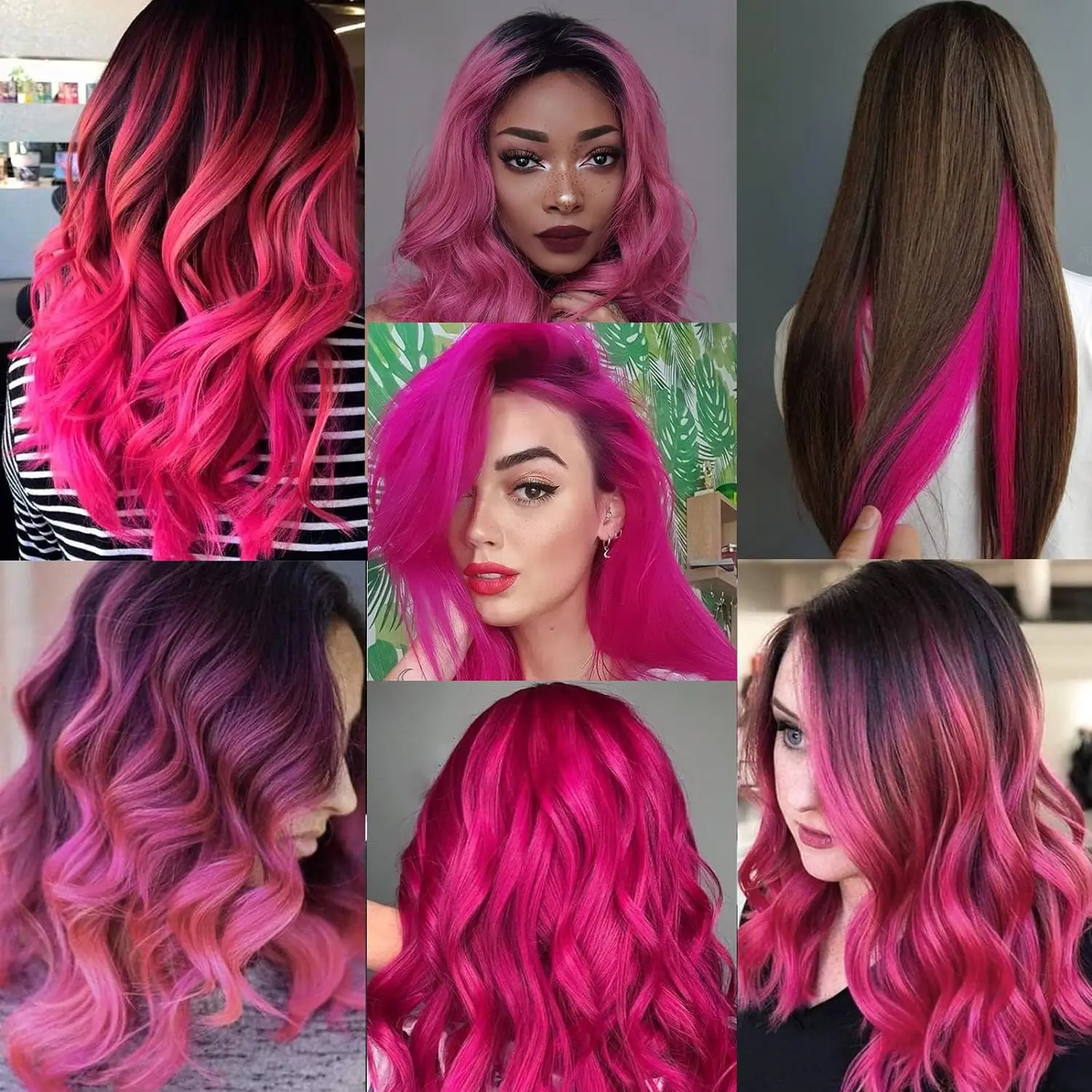 Synthetische 10-teilige Haarverlängerungen, rot und blau, Clip-in-SOlldag, farbige Party-Highlights, gerades Haarteil für Kinder, Mädchen, Frauen – Detail 9