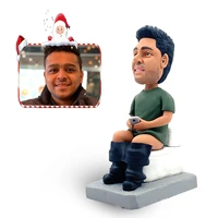 Personalized Custom Bobblehead Figurines of Man Sitting on Toilet for Valentine Gift Boy Friend Husband 1