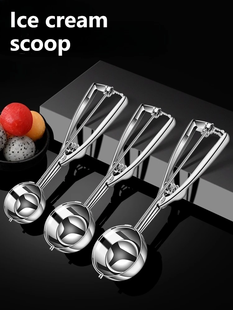 Ice Cream Scoop Stainless Steel Ice Cream Scoop Ice Pop Scoop Multi-Functional Spherical Mold Fruit Scoop Watermelon Scoop Tool