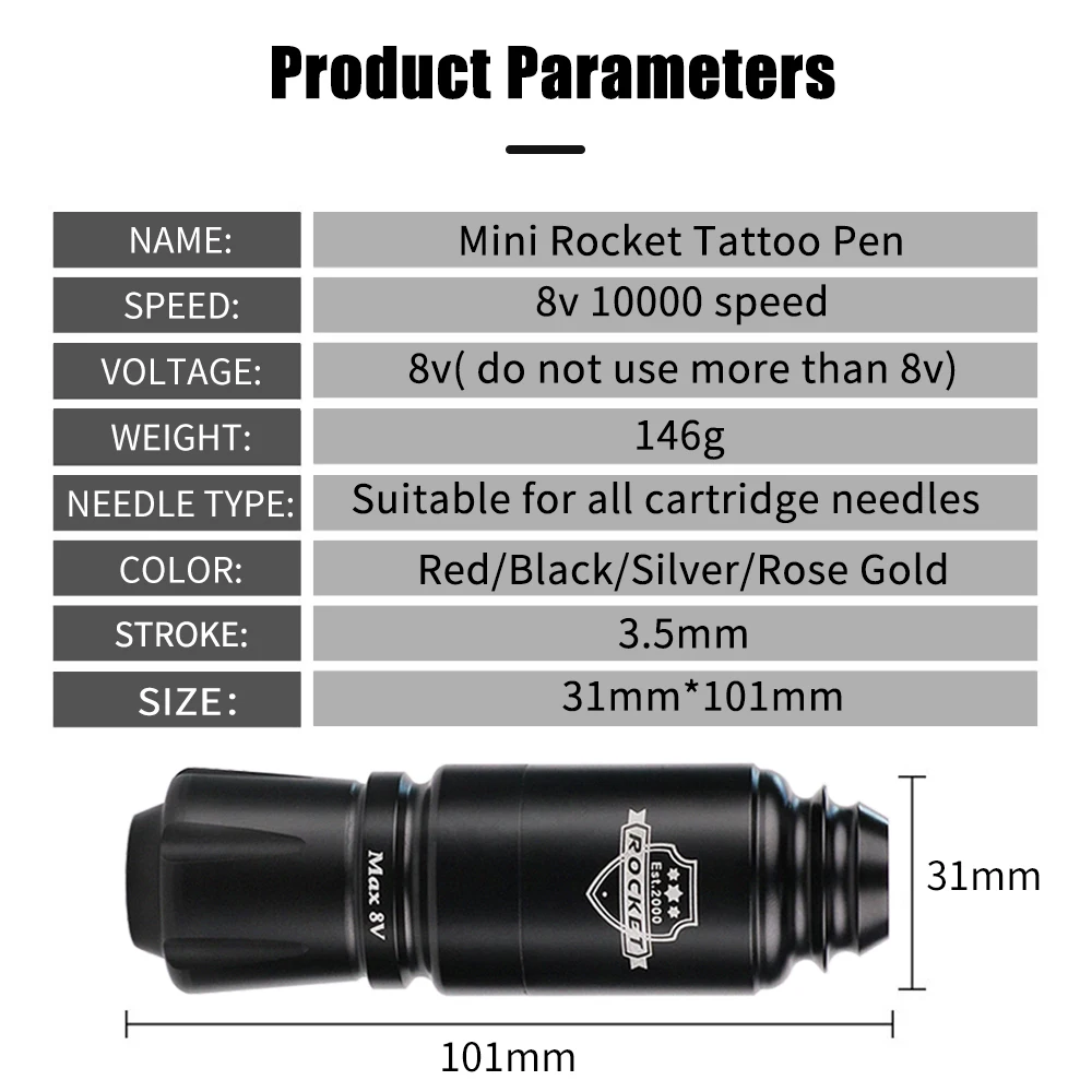Rocket Mini Tattoo Pen Rotary Gun Motor Machine For RCA Socket Tattoo Battery Power For Permanent Makeup Supplies tattoo supplies tattoo kit tattoo pen tattoo motor