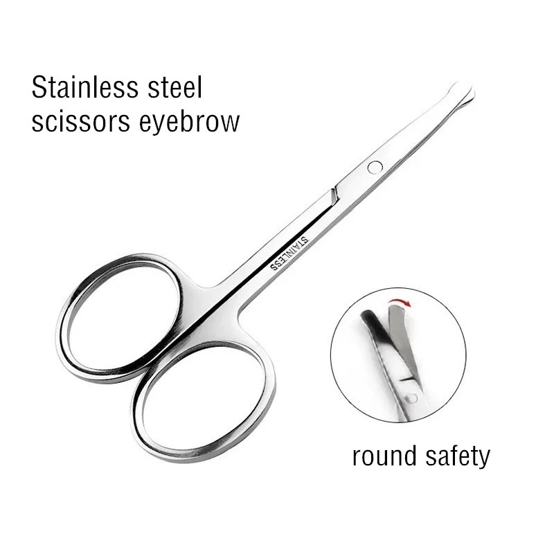 Scissors Eyebrow with Sharp Nose Hair Stainless Scissor Beauty Trimmer Head Steel Round Safety Scissors Eyebrow Makeup