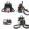 PU Leather Plaid Backpack Splicing Backpack for Women Multi-Function Knapsack Teenager School Bag Leisure Lock Backpack 5