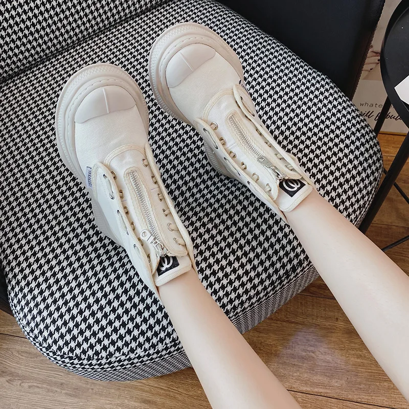Platform High-Top Canvas Women Shoes Casual Korean Style Personalized Student Lace Up Fashion Outdoor Women Sneakers Size 35-40