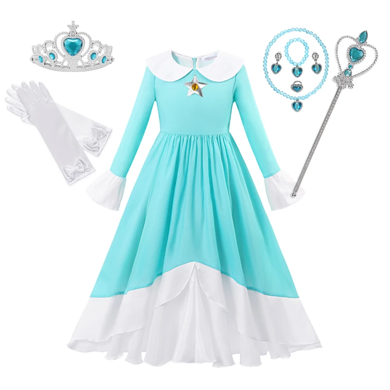 thumbnail image 1 of Vestido de princesa de melocotón para niñas, disfraz de Anime de lujo para carnaval, monos para niños pequeños, vestidos de fiesta, ropa 3-10T, 1 of 5