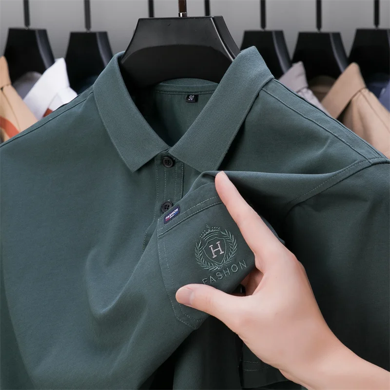 

Рубашка-поло мужская с отложным воротником, люксовая качественная тенниска с короткими рукавами и карманами, модная майка для гольфа в Корейском стиле, лето 2024
