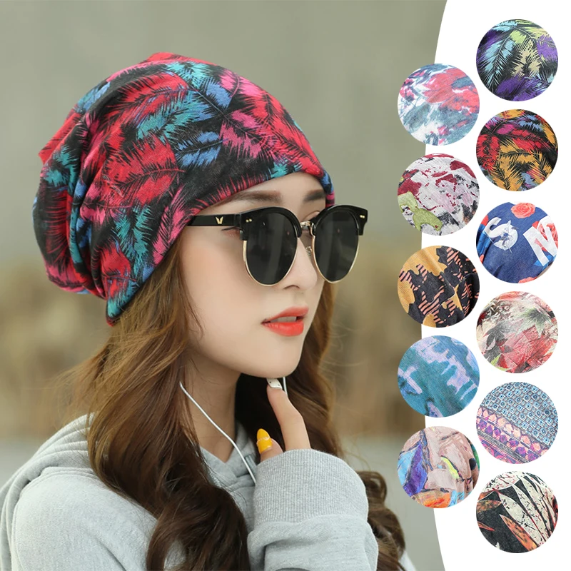 Women's Beanies Caps Printed Pullover Cap Chemotherapy Cap Pile Pile Cap Outdoor Hat Turban Cap Spring and Summer Breathable Cap 4
