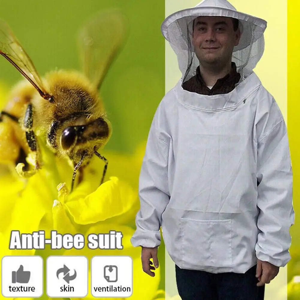 Protective Beekeeping Jacket Veil Smock Equipment Beekeeping Hat Sleeve Beekeeper Suit Apiculture Bee Dress Bee Proof Clothing