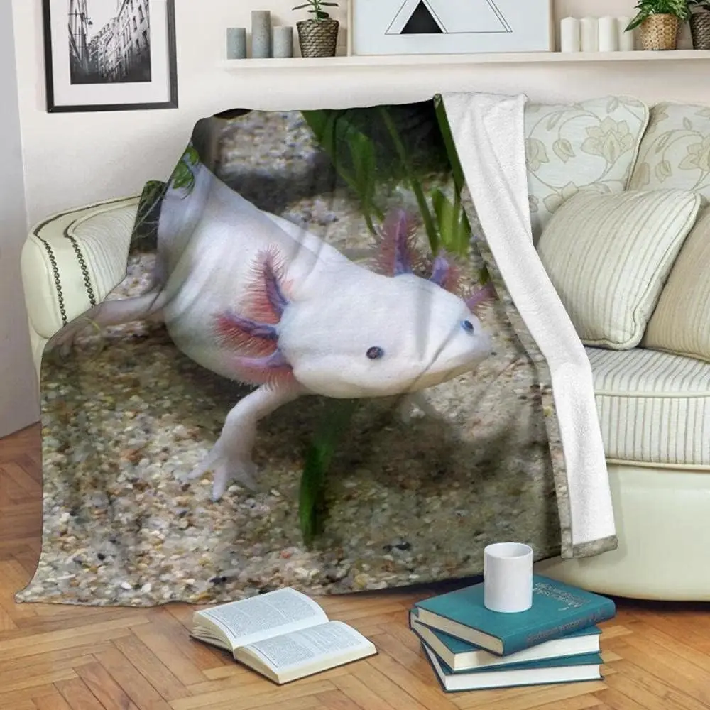 

ZHXXFD Axolotl Throw Blanket,3D Printed Flannel Fleece Blanket Kids Boys Girls,Fluffy Soft Warm Thermal Thick Blanket Throw
