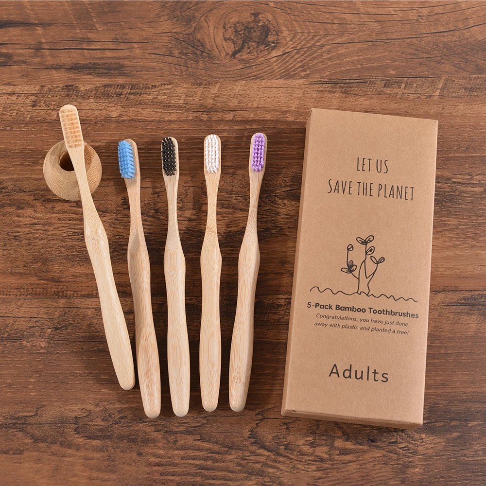 

5Pcs DuPont Bristles Toothbrush Eco Friendly Bamboo Toothbrush Dental Tooth Cleaning Oral Care Tooth Brush Biodegradable Brush