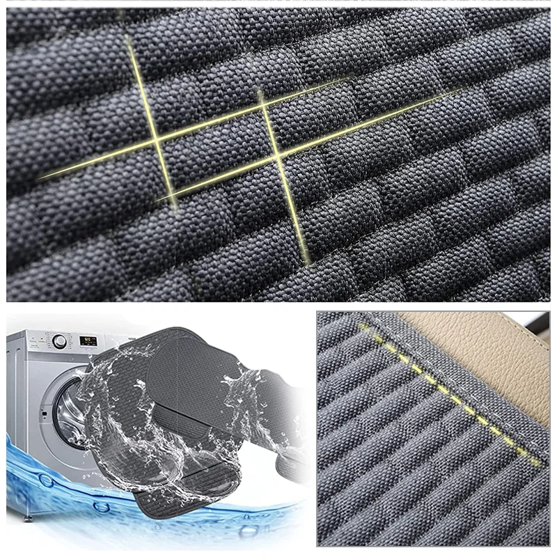 Karcle Cotton Linen Breathable Car Seat Protector - 4 Seasons Anti-Sweat Rear Seat Cover Kit