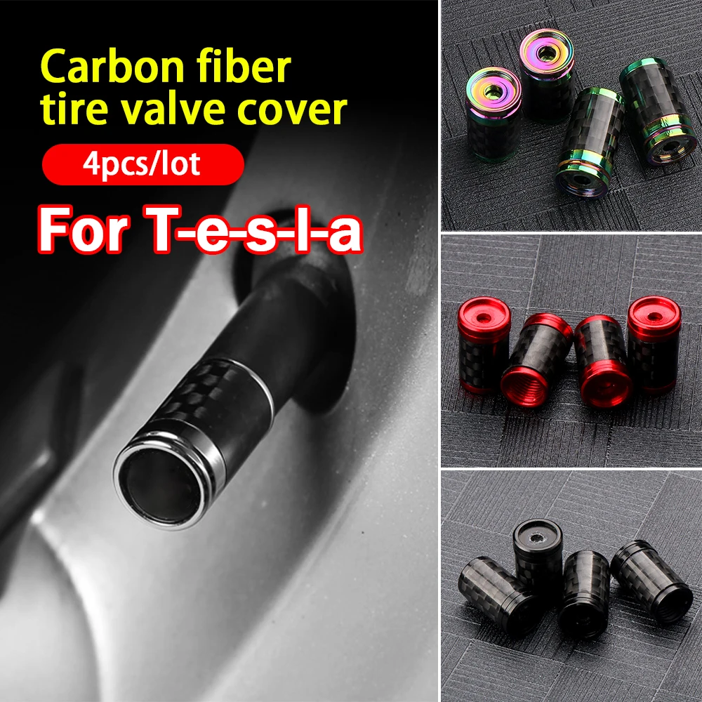 1Set Aluminum Carbon Fiber Styling Antitheft Auto Tire Valve Caps