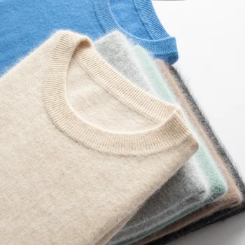 Pullover da uomo girocollo Maglione in puro cashmere visone al 100% per l'autunno e l'inverno Maglione casual di fascia alta allentato di grandi dimensioni da uomo 1