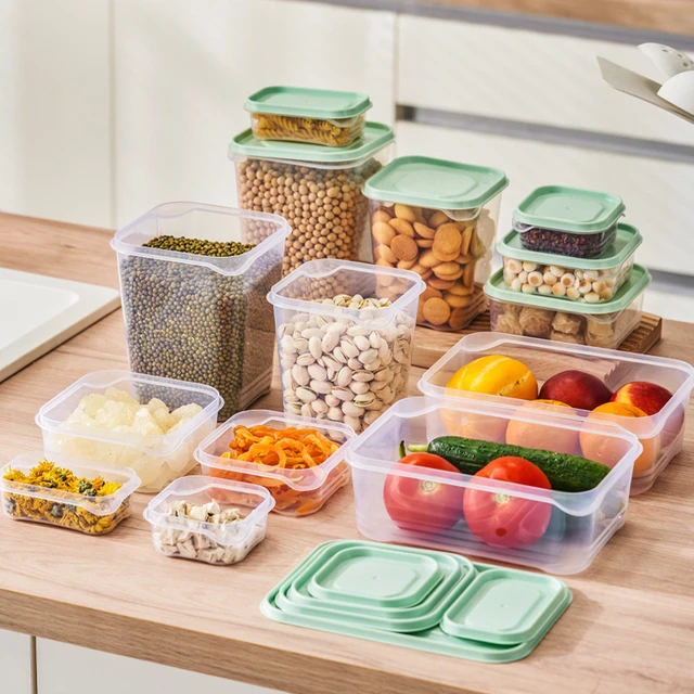 Plastic Spice Storage Box With Lid Seasoning Cereals Food Container Kitchen  Refrigerator Crisper Food Storage Organization - AliExpress
