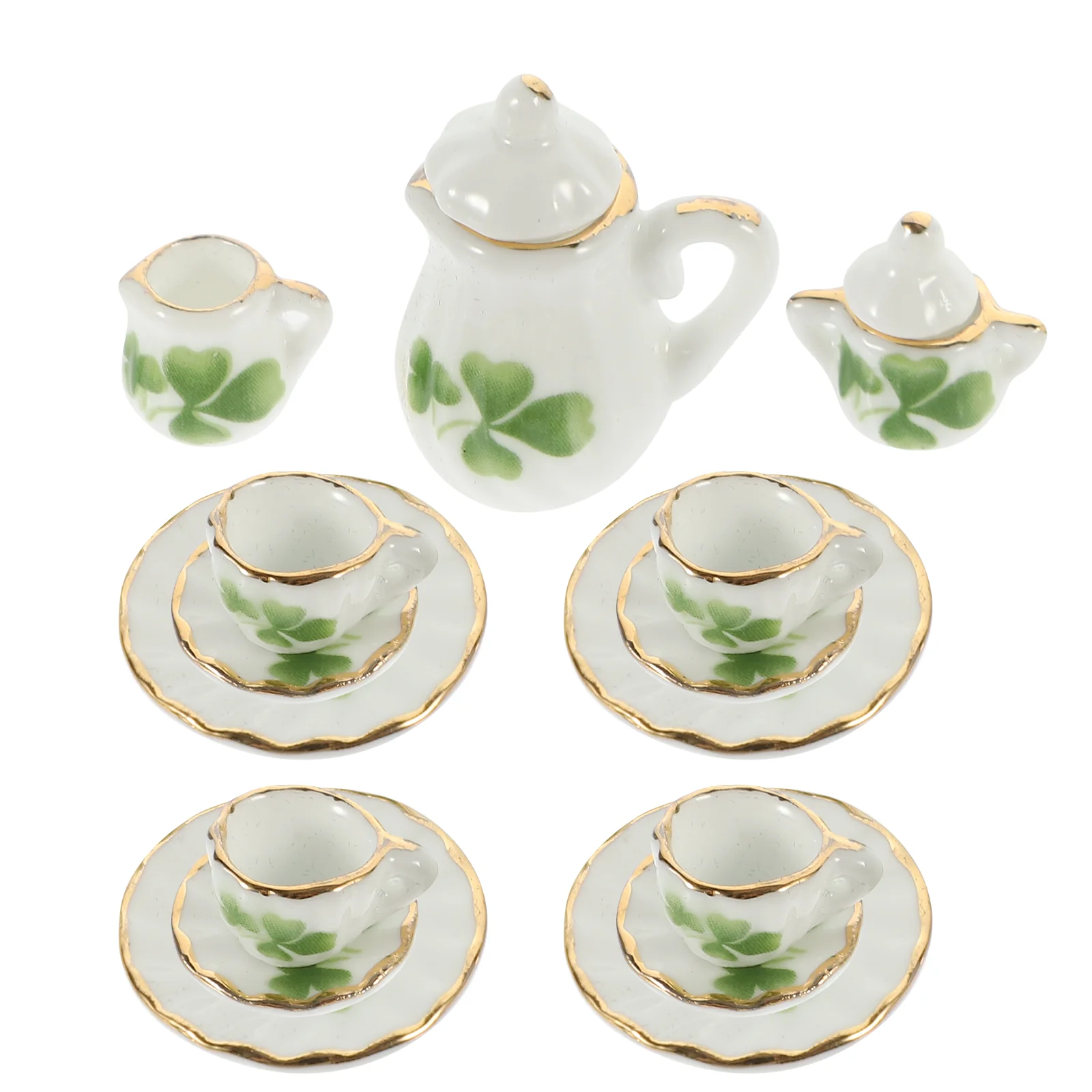 

Miniature Ceramics Tea Cup Set Dollhouse Tea Cup Mini Pattern Teapot Platter Saucer Sets Princess Tea Time Toy Dollhouse