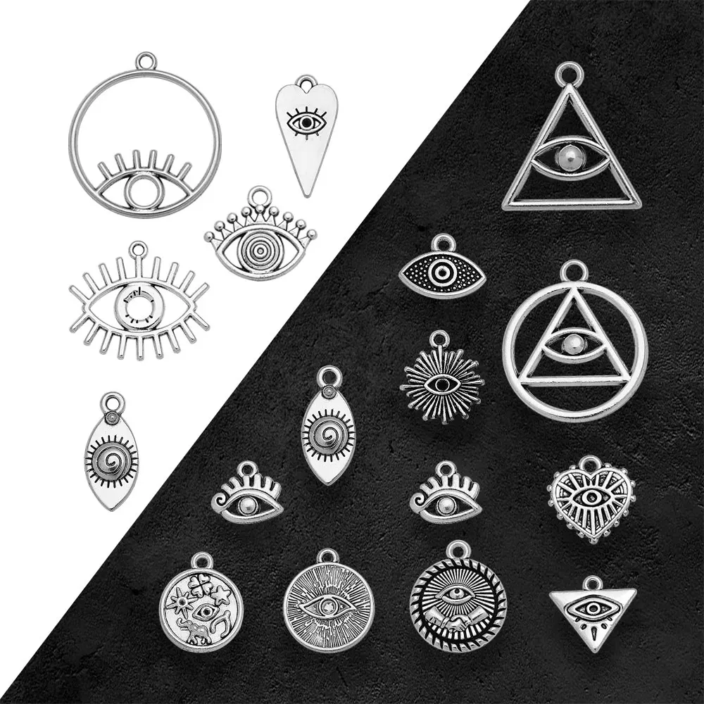 Antique Silver Plated All-Seeing Eye Of Providence Charms Egyptian Pendant For Diy Jewelry Making Materials Supplies Accessories