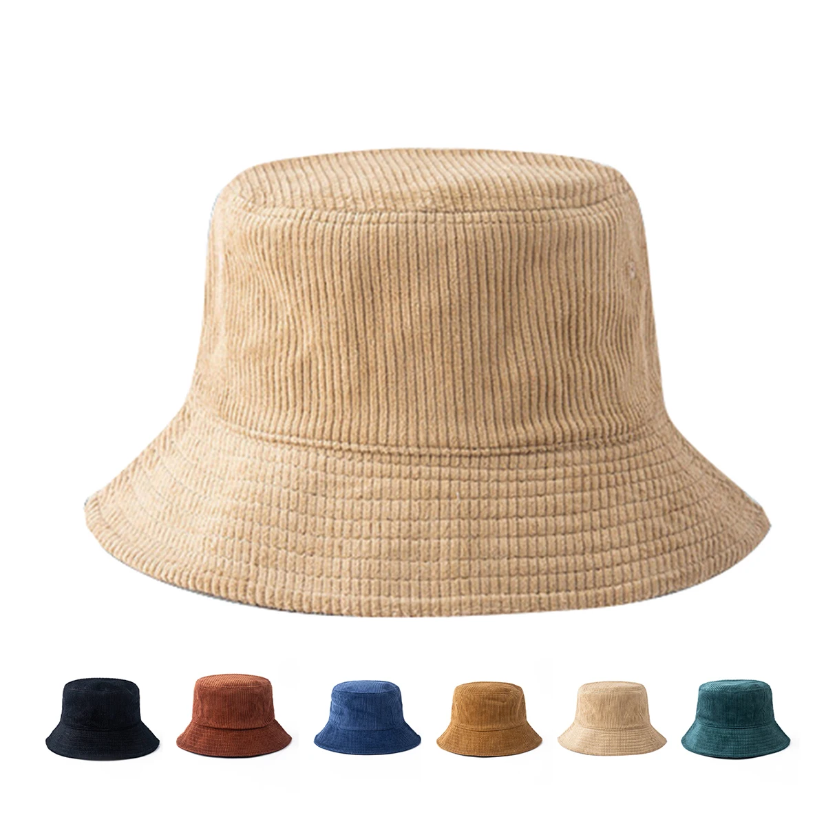 Corduroy Outdoor Bucket Hat for Women 2025 New Summer Large Head Circumference Sun Hat Uv Protection for Autumn Camping and Hiking