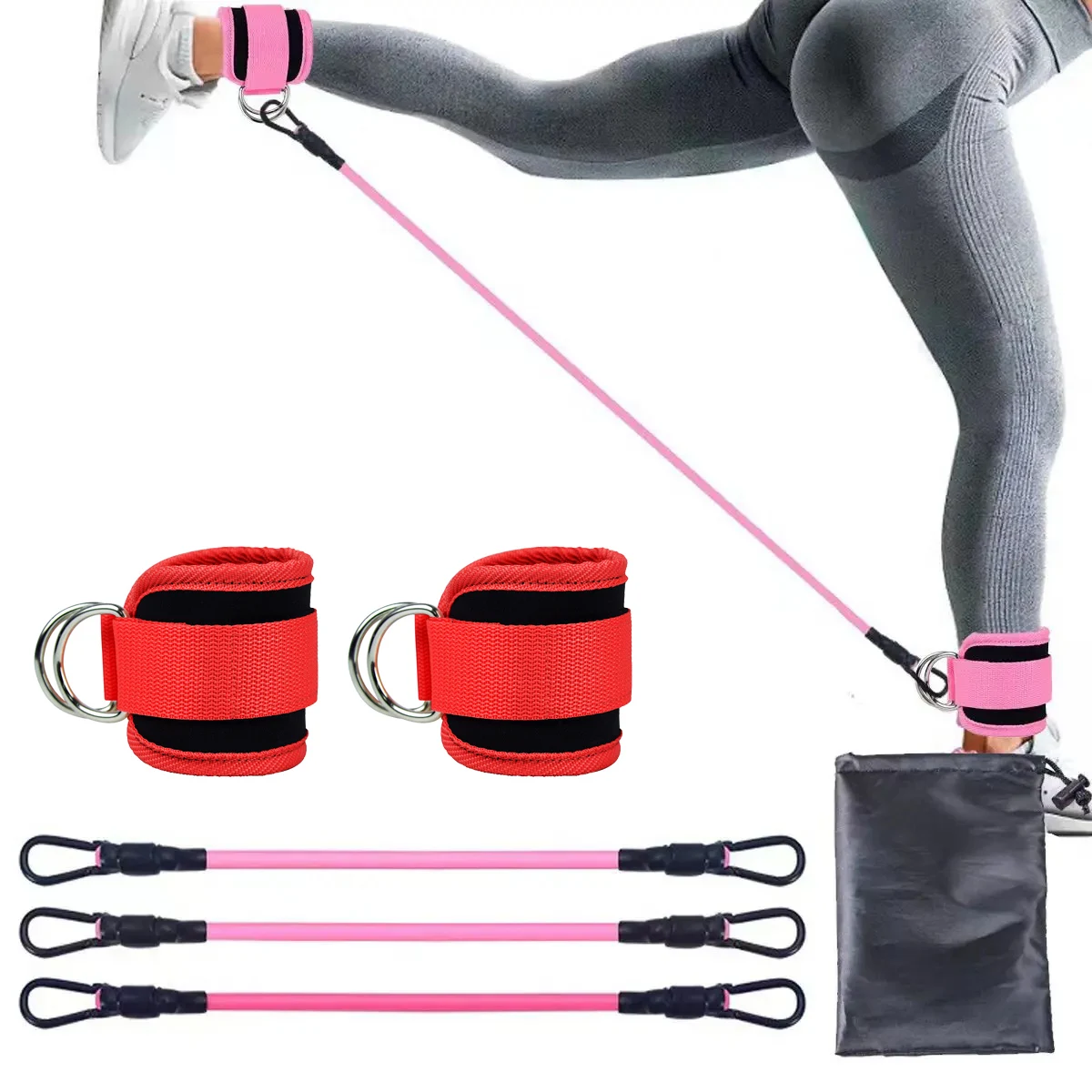 Ankle Support Cuffs and Resistance Bands Set
