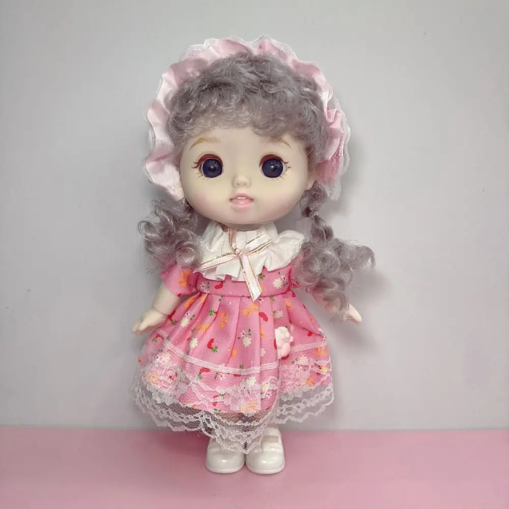 Cute Doll Full Body 20cm Dress Doll Diy Hair Dolly Girls' Doll with Clothes Vinyl Lifelike Girl Dress Up Toys Babies