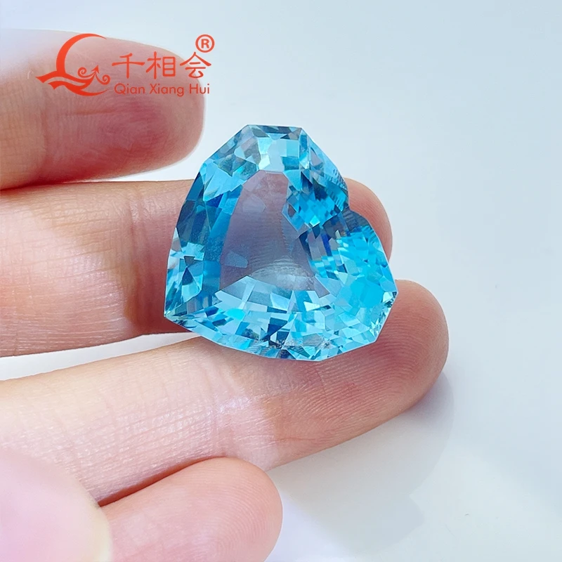 천연 블루 토파즈 하트 모양, 천연 컷, 38.15ct 보석, 루즈 스톤, 보석 제작 인증