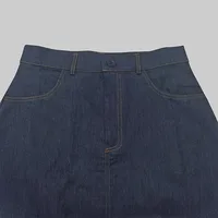 Fashion Imitation Denim H-Line High Waist Skirts Spring Summer Loose Solid Color Pockets Maxi Skirt For Women - Image 6