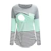Fashion Pregnant Women Stiching Color Breastfeeding Nursing T Shirts Casual Loose Long Sleeve Tee Tops For Maternity 2