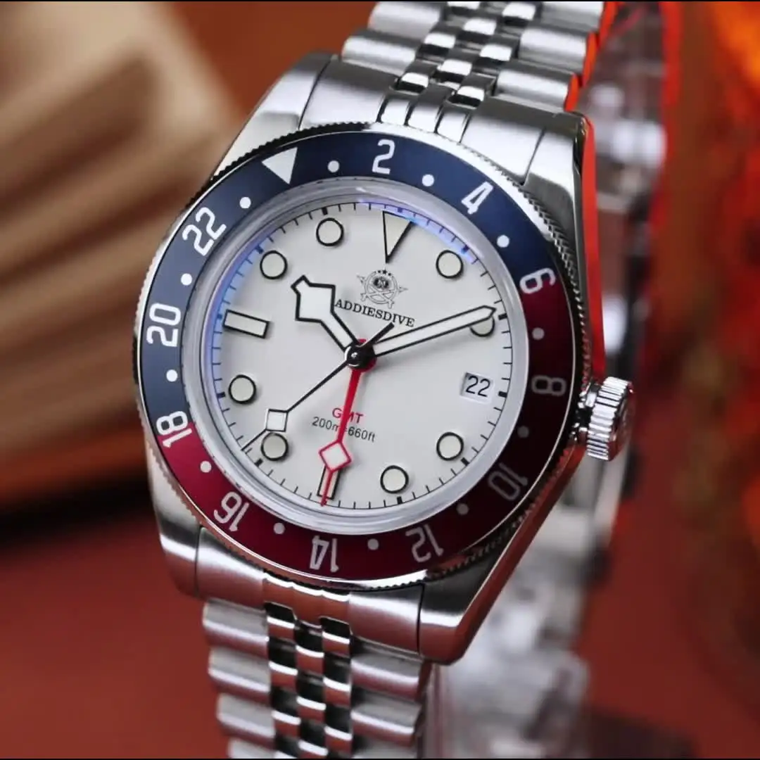 ADDIESDIVE Hot Sale GMT Movement Quartz Watch Stainless Steel